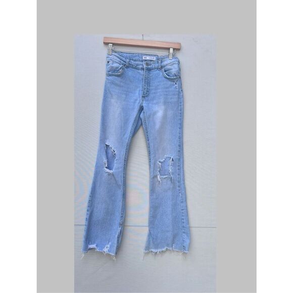 Zara Girl  Jeans  Flare Distressed  Boot Cut  Size 11-12 - Picture 1 of 5